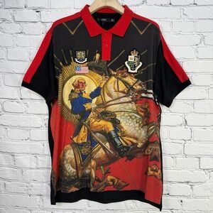 Hudson Outerwear Mens Polo Shirt Size 2X George‎ Washington Battle Patches Kings